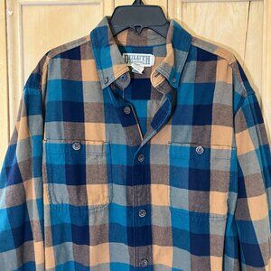 Duluth Trading Mens Free Swingin' Flannel Relaxed Fit Shirt Medium Blue FA EXC